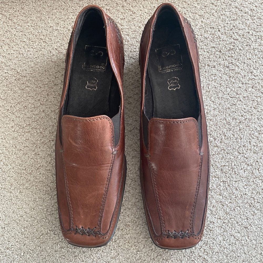 Freemood Women’s Brown Genuine Leather Retro Vintage Loafers Size EU35 / US4.5